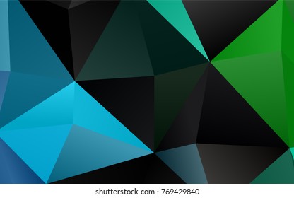 Dark Blue, Green vector abstract polygonal background. A sample with polygonal shapes. The template can be used as a background for cell phones.