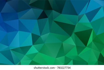 Dark Blue, Green vector abstract polygonal background. Shining illustration, which consist of triangles. The template can be used as a background for cell phones.