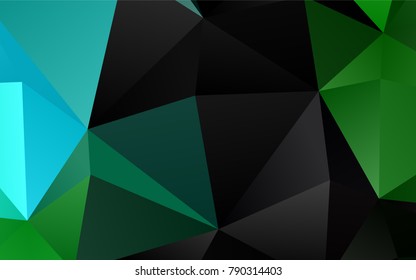 Dark Blue, Green vector abstract mosaic background. Shining illustration, which consist of triangles. The polygonal design can be used for your web site.
