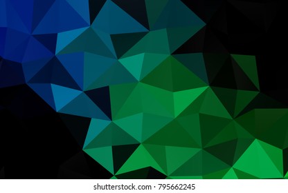 Dark Blue, Green vector abstract polygonal pattern. An elegant bright illustration with gradient. The textured pattern can be used for background.