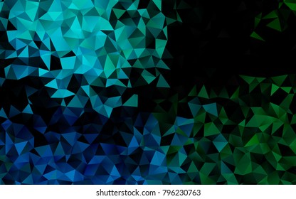 Dark Blue, Green vector abstract polygonal background. Creative illustration in halftone style with gradient. The polygonal design can be used for your web site.