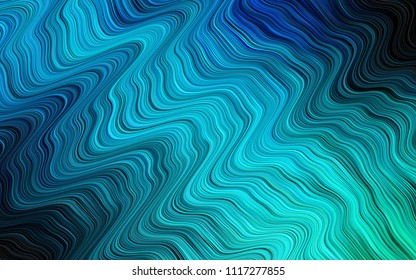 Dark Blue, Green vector backdrop with bent lines. Modern gradient abstract illustration with bandy lines. Marble design for your web site.