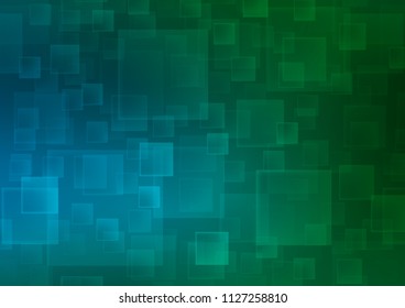 Dark Blue, Green vector backdrop with rectangles, squares. Abstract gradient illustration with rectangles. The template can be used as a background.