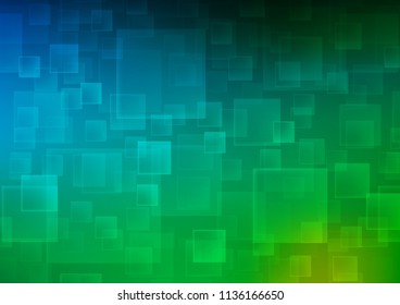 Dark Blue, Green vector backdrop with rectangles, squares. Abstract gradient illustration with rectangles. The template can be used as a background.