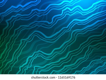 Dark Blue, Green vector backdrop with bent lines. Blurred geometric sample with gradient bubbles.  A completely new marble design for your business.