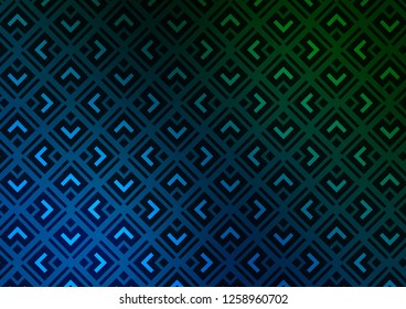 Dark Blue, Green vector backdrop with lines, cubes. Colorful illustration with lines, cubes on abstract template. Smart design for your business advert.