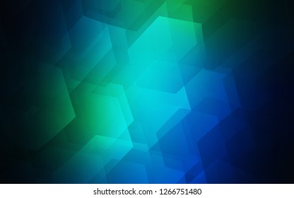 Dark Blue, Green vector backdrop with hexagons. Illustration of colored hexagons on white surface. New template for your brand book.