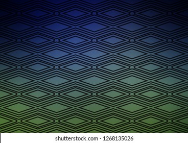 Dark Blue, Green vector backdrop with lines, cubes. Glitter abstract illustration with colorful lines, rhombuses. Pattern for websites, landing pages.