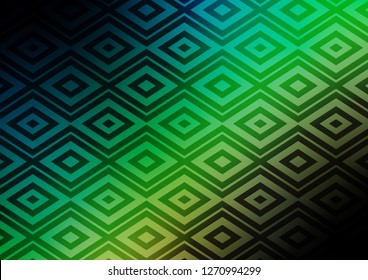 Dark Blue, Green vector backdrop with lines, cubes. Glitter abstract illustration with colorful lines, rhombuses. Smart design for your business advert.