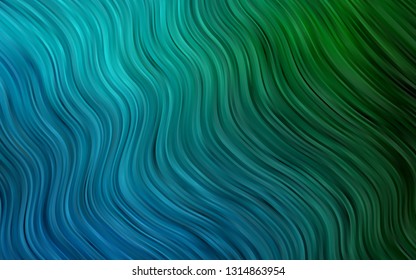 Dark Blue, Green vector backdrop with bent lines. Shining crooked illustration in marble style. A completely new template for your business design.