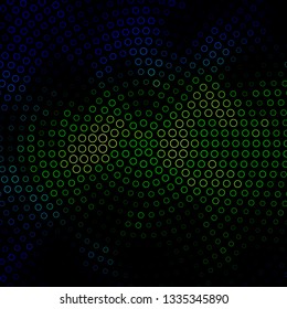 Dark Blue, Green vector backdrop with circles. Illustration with set of shining colorful abstract spheres. Pattern for wallpapers, curtains.