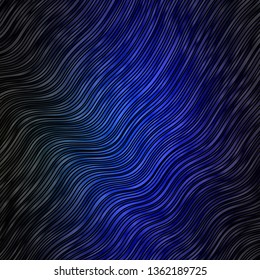 Dark Blue, Green vector backdrop with circular arc. Bright sample with colorful bent lines, shapes. Pattern for ads, commercials.