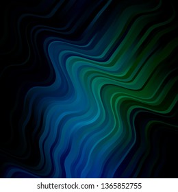 Dark Blue, Green vector backdrop with circular arc. Colorful illustration in abstract style with bent lines. Best design for your ad, poster, banner.