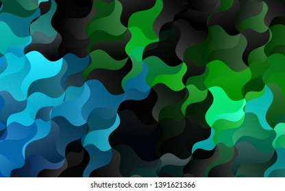 Dark Blue, Green vector backdrop with bent lines. A vague circumflex abstract illustration with gradient. Marble style for your business design.