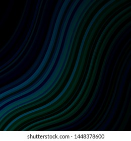 Dark Blue, Green vector backdrop with curves. Abstract gradient illustration with wry lines. Best design for your ad, poster, banner.