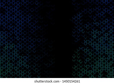 Dark Blue, Green vector backdrop with dots. Blurred bubbles on abstract background with colorful gradient. Template for your brand book.