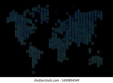 Dark Blue, Green vector backdrop with hexagons. Simple background with colorful hexagons. Pattern can be used for landing pages.