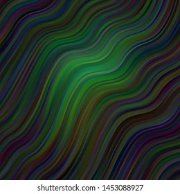 Dark Blue, Green vector backdrop with bent lines. Gradient illustration in simple style with bows. Pattern for booklets, leaflets.
