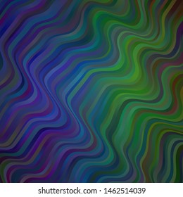Dark Blue, Green vector backdrop with circular arc. Brand new colorful illustration with bent lines. Pattern for websites, landing pages.