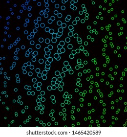 Dark Blue, Green vector backdrop with circles. Glitter abstract illustration with colorful drops. Pattern for wallpapers, curtains.