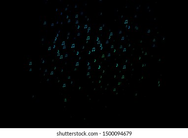 Dark Blue, Green vector backdrop with music notes. Decorative design in abstract style with music shapes. Pattern for websites of musitians.