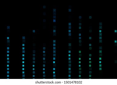 Dark Blue, Green vector backdrop with circles, squares. Beautiful illustration with colorful gradient rectangles, circles. Pattern for commercials.
