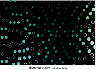 Dark Blue, Green vector backdrop with dots. Blurred bubbles on abstract background with colorful gradient. Pattern for beautiful websites.