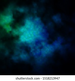 Dark Blue, Green vector backdrop with lines, triangles. Abstract gradient illustration with triangles. Template for wallpapers.