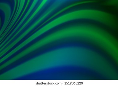 Dark Blue, Green vector backdrop with bent lines. Modern gradient abstract illustration with bandy lines. Pattern for your business design.