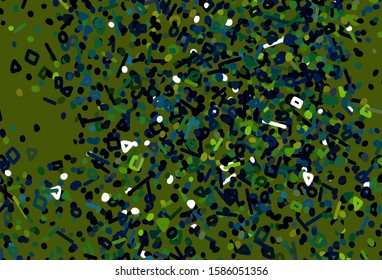 Dark Blue, Green vector backdrop with memphis shapes. Colorful chaotic forms with gradient in modern style. Best smart design for your business.