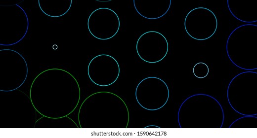 Dark Blue, Green vector backdrop with dots. Modern abstract illustration with colorful circle shapes. Design for posters, banners.