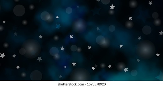 Dark Blue, Green vector backdrop with circles, stars. Abstract illustration with colorful spots, stars. Texture for window blinds, curtains.
