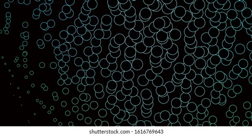 Dark Blue, Green vector backdrop with dots. Abstract decorative design in gradient style with bubbles. Pattern for wallpapers, curtains.