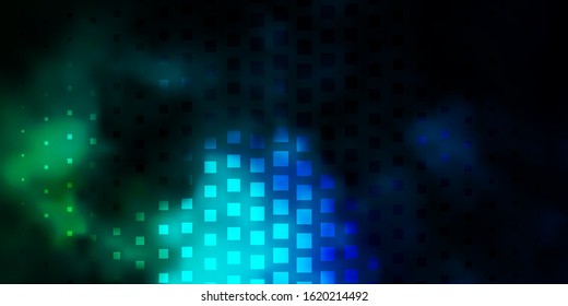 Dark Blue, Green vector backdrop with rectangles. Abstract gradient illustration with rectangles. Pattern for commercials, ads.