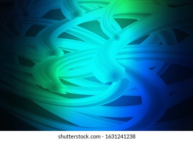 Dark Blue, Green vector backdrop with bent lines. A completely new colorful illustration in simple style. Brand new design for your ads, poster, banner.