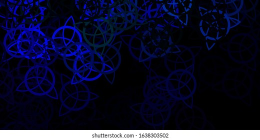 Dark Blue, Green vector backdrop with mystery symbols. Illustration with magical signs of spiritual power. Simple base for your occult design.