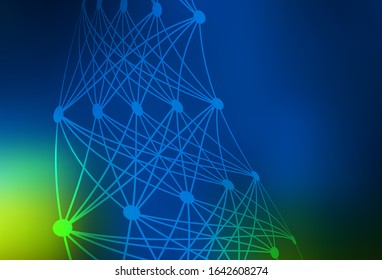 Dark Blue, Green vector backdrop with artificial intelligence data. Colorful design in simple style with AI links. Design for depiction of cyber innovations.