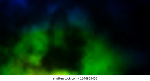 Dark Blue, Green vector backdrop with cumulus. Illustration in abstract style with gradient clouds. Pattern for your commercials.