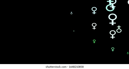 Dark Blue, Green vector backdrop with woman's power symbols. Simple design in abstract style with women’s rights activism. Background for International Women’s Day.