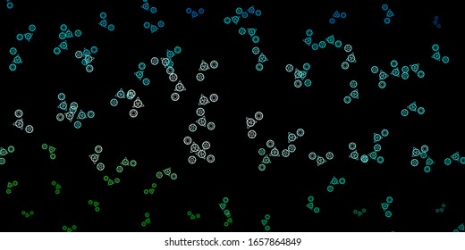 Dark Blue, Green vector backdrop with mystery symbols. Abstract illustration with gothic gradient shapes. Simple design for occult depiction.