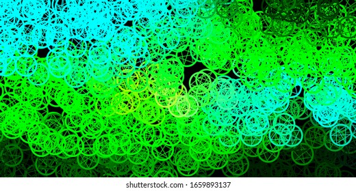 Dark Blue, Green vector backdrop with mystery symbols. Illustration with magical signs of spiritual power. Best design halloween events.