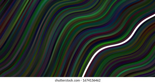 Dark Blue, Green vector backdrop with bent lines. Gradient illustration in simple style with bows. Pattern for booklets, leaflets.