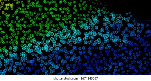 Dark Blue, Green vector backdrop with mystery symbols. Illustration with magical signs of spiritual power. Background for esoteric, mystic designs.
