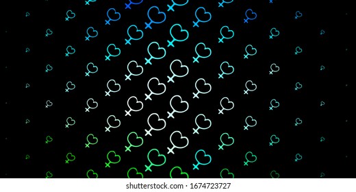 Dark Blue, Green vector backdrop with woman's power symbols. Colorful illustration with gradient feminism shapes. Elegant design for wallpapers.