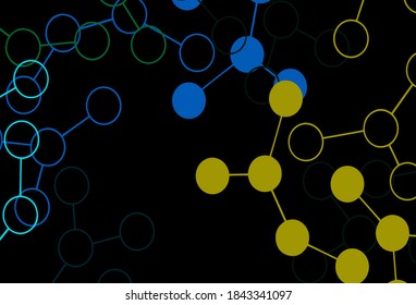 Dark Blue, Green vector backdrop with artificial intelligence data. Shining colorful illustration with real structure of AI. Pattern for science, futuristic designs.