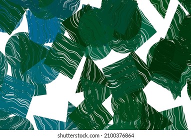 Dark  blue, green vector backdrop with lines, circles, rhombus. Abstract illustration with colorful dots, lines, cubes. Template for wallpapers.
