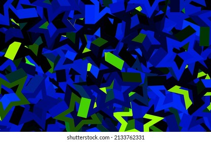 Azul oscuro, fondo vectorial verde con líneas, triángulos. Ilustración de gradiente abstracta con triángulos. Mejor diseño inteligente para su negocio.