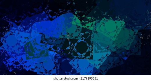Dunkelblau, grüner Vektorhintergrund mit Dreiecken, Linien. Wunderschöne abstrakte Illustration mit dreieckigen Formen, Formen. Landing-Page-Material.