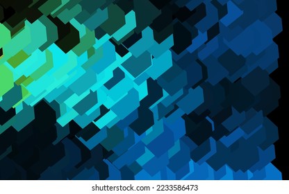 Azul oscuro, fondo vectorial verde con rhombus. Ilustración abstracta brillante con formas rectangulares. Patrón para comerciales.