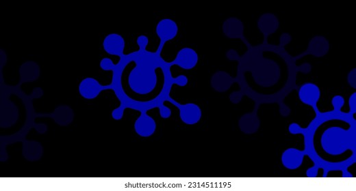 Dark blue, green vector backdrop with virus symbols. Colorful abstract illustration with gradient medical shapes. Simple drawing against danger fever.